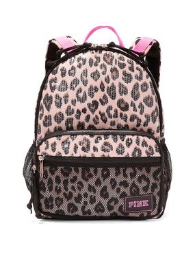 PINK Victoria's Secret Pink and Black Leopard Print Kids Backpack